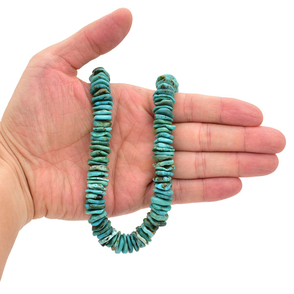 Bluejoy Genuine Indian-Style Natural Turquoise XL Free-Form Disc Bead 16-inch Strand (15mm)