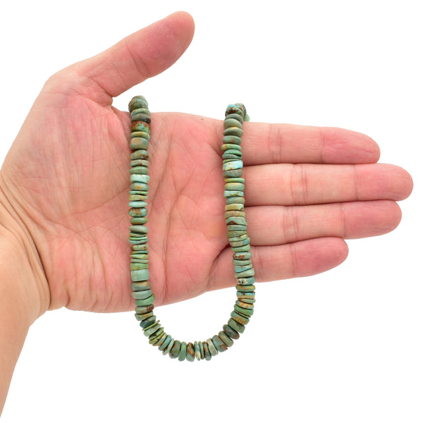 Bluejoy Genuine Indian-Style Natural Turquoise Free-Form Disc Bead 16-inch Strand (9mm)