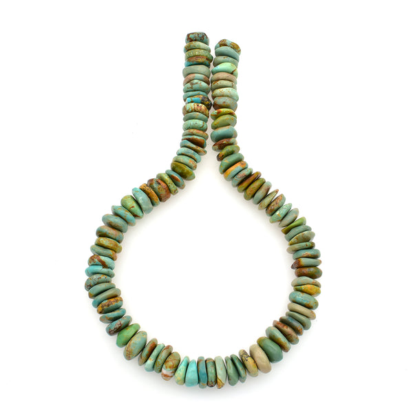 Bluejoy Genuine Indian-Style Natural Turquoise XL Free-Form Disc Bead 16-inch Strand (14mm)