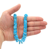 BlueJoy Genuine Indian-Style Natural Turquoise XL Graduated Free-Form Disc Bead 16-inch Strand (8mm-16mm)