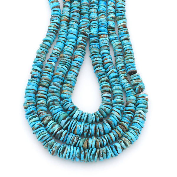 BlueJoy Genuine Indian-Style Natural Turquoise XL Graduated Free-Form Disc Bead 16-inch Strand (6mm-10mm)