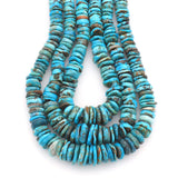 Bluejoy Genuine Indian-Style Natural Turquoise XL Graduated Free-Form Disc Bead 16-inch Strand (6mm-14mm)