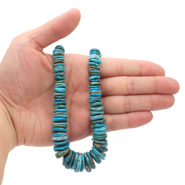 Bluejoy Genuine Indian-Style Natural Turquoise XL Graduated Free-Form Disc Bead 16-inch Strand (6mm-19mm)