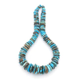 Bluejoy Genuine Indian-Style Natural Turquoise XL Graduated Free-Form Disc Bead 16-inch Strand (9mm-25mm)