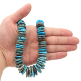 Bluejoy Genuine Indian-Style Natural Turquoise XL Graduated Free-Form Disc Bead 16-inch Strand (10mm-24mm)