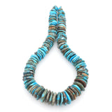 Bluejoy Genuine Indian-Style Natural Turquoise XL Graduated Free-Form Disc Bead 16-inch Strand (12mm-24mm)