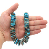 Bluejoy Genuine Indian-Style Natural Turquoise XL Graduated Free-Form Disc Bead 16-inch Strand (12mm-24mm)