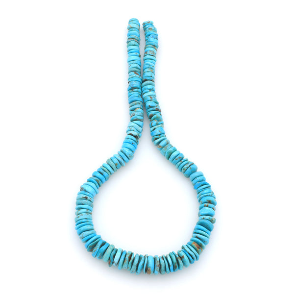 Bluejoy Genuine Indian-Style Natural Turquoise XL Graduated Free-Form Disc Bead 16-inch Strand (8mm-13mm)