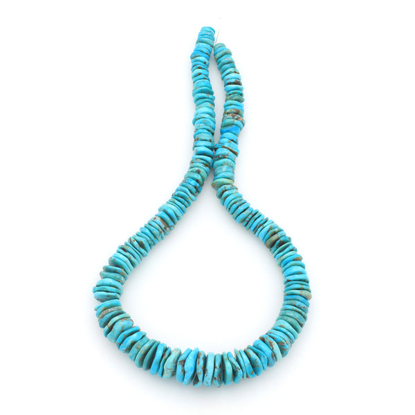 Bluejoy Genuine Indian-Style Natural Turquoise XL Graduated Free-Form Disc Bead 16-inch Strand (5mm-16mm)