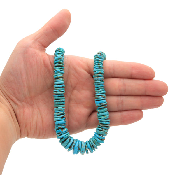 Bluejoy Genuine Indian-Style Natural Turquoise XL Graduated Free-Form Disc Bead 16-inch Strand (5mm-16mm)