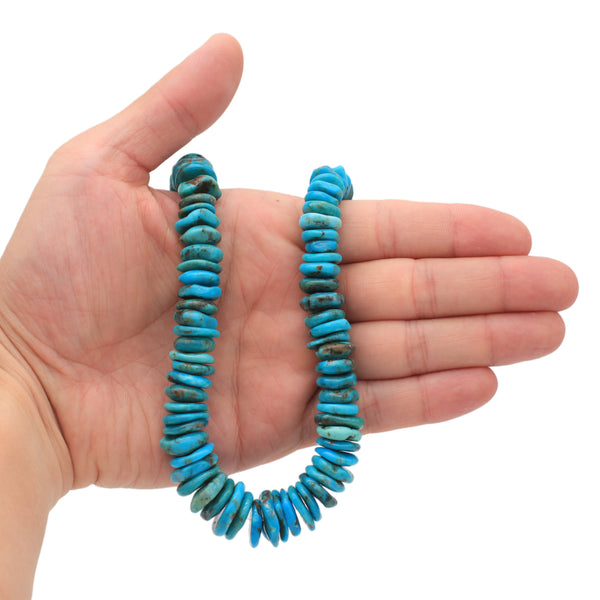 Bluejoy Genuine Indian-Style Natural Turquoise XL Graduated Free-Form Disc Bead 16-inch Strand (8mm-16mm)