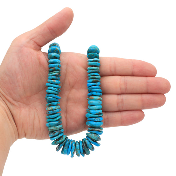 Bluejoy Genuine Indian-Style Natural Turquoise XL Graduated Free-Form Disc Bead 16-inch Strand (8mm-18mm)