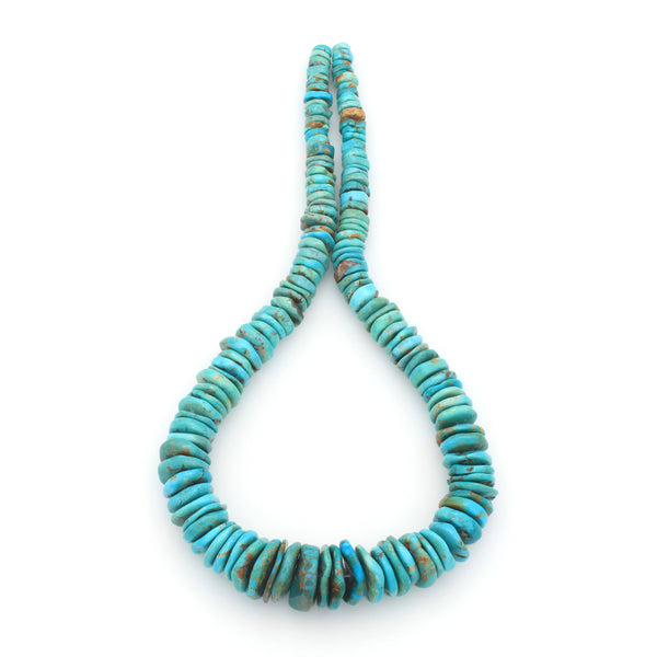 Bluejoy Genuine Indian-Style Natural Turquoise XL Graduated Free-Form Disc Bead 16-inch Strand (8mm-15mm)