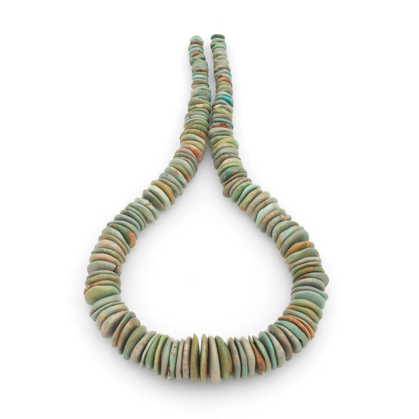 Bluejoy Genuine Indian-Style Natural Turquoise XL Graduated Free-Form Disc Bead 16-inch Strand (5mm-18mm)