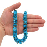 Bluejoy Genuine Indian-Style Natural Turquoise XL Graduated Free-Form Disc Bead 18-inch Strand (10mm-21mm)
