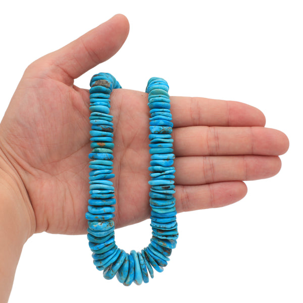 Bluejoy Genuine Indian-Style Natural Turquoise XL Graduated Free-Form Disc Bead 18-inch Strand (10mm-24mm)