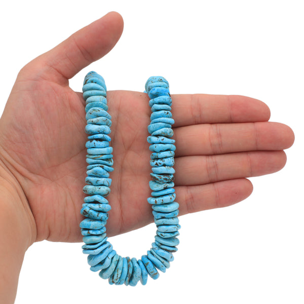 Bluejoy Genuine Indian-Style Natural Turquoise XL Graduated Free-Form Disc Bead 18-inch Strand (11mm-20mm)