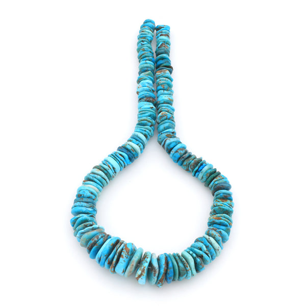 Bluejoy Genuine Indian-Style Natural Turquoise XL Graduated Free-Form Disc Bead 18-inch Strand (10mm-24mm)