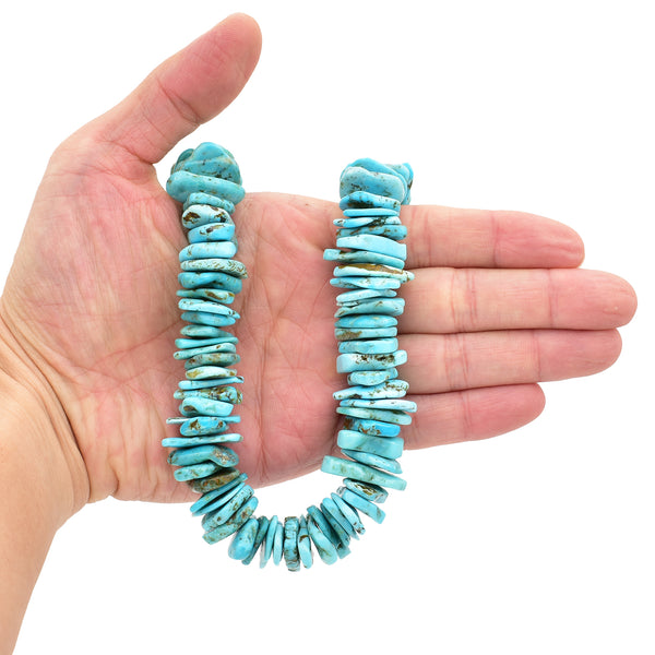 Bluejoy  20mm Genuine Indian-Style Natural Turquoise XL Free-Form Thin Disc Bead 16-inch Strand