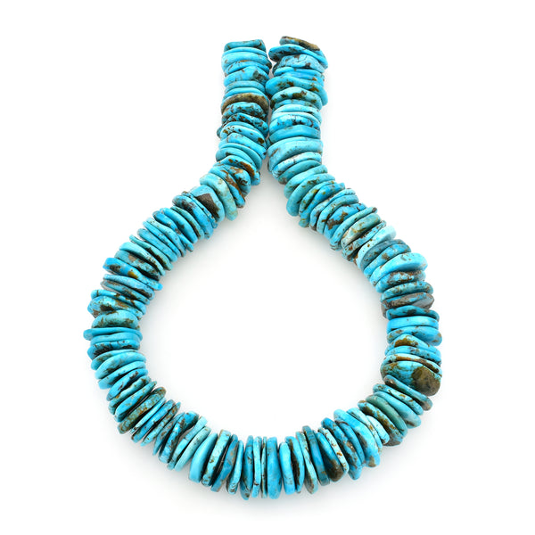 Bluejoy 21mm Genuine Indian-Style Natural Turquoise XL Free-Form Thin Disc Bead 16-inch Strand