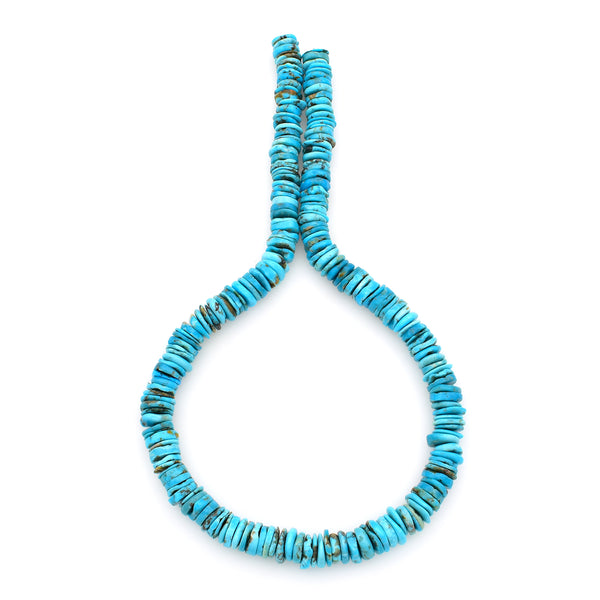 Bluejoy 9mm Genuine Indian-Style Natural Turquoise Free-Form Thin Disc Bead 16-inch Strand