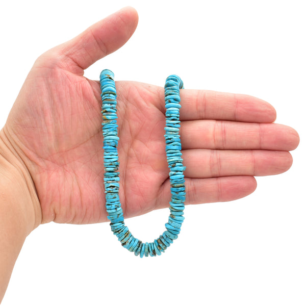Bluejoy 9mm Genuine Indian-Style Natural Turquoise Free-Form Thin Disc Bead 16-inch Strand