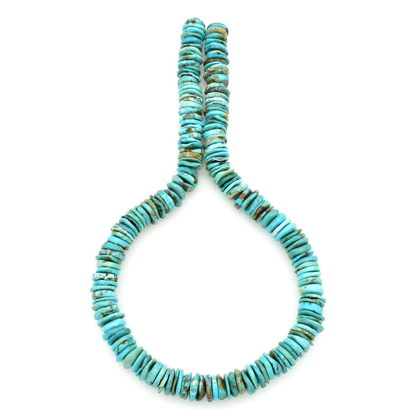 Bluejoy 11mm Genuine Indian-Style Natural Turquoise XL Free-Form Thin Disc Bead 16-inch Strand