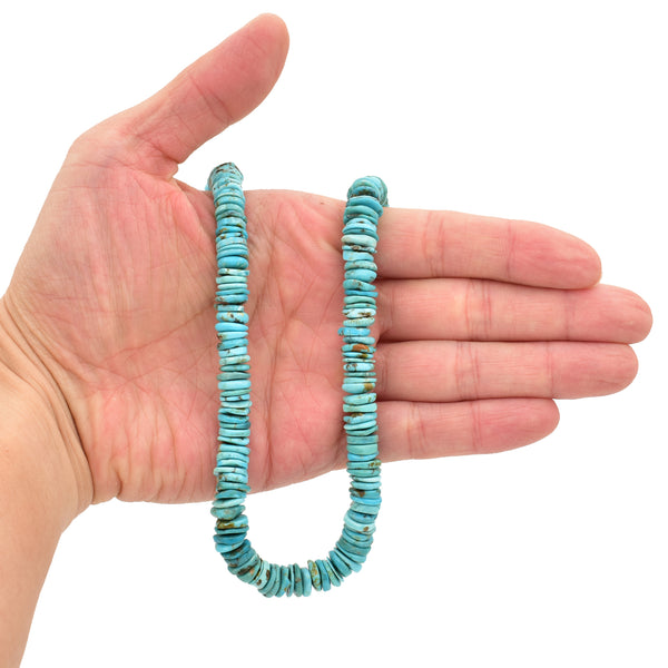 Bluejoy 9mm Genuine Indian-Style Natural Turquoise Free-Form Thin Disc Bead 16-inch Strand