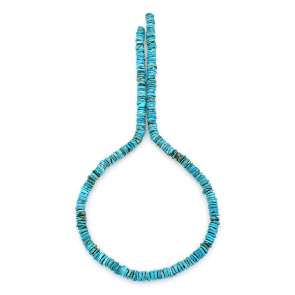 Bluejoy 6mm Genuine Indian-Style Natural Turquoise Free-Form Thin Disc Bead 16-inch Strand