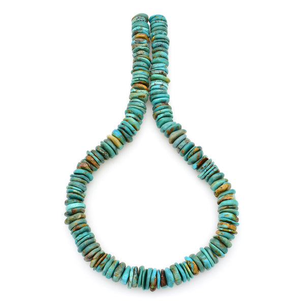 Bluejoy 12mm Genuine Indian-Style Natural Turquoise XL Free-Form Thin Disc Bead 16-inch Strand