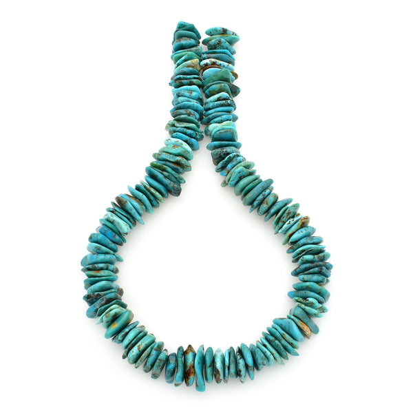 Bluejoy 17mm Genuine Indian-Style Natural Turquoise XL Free-Form Thin Disc Bead 16-inch Strand