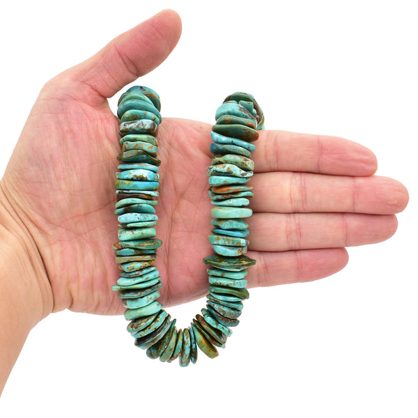 Bluejoy 21mm Genuine Indian-Style Natural Turquoise XL Free-Form Thin Disc Bead 16-inch Strand