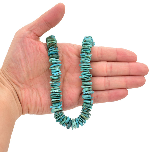 Bluejoy 14mm Genuine Indian-Style Natural Turquoise XL Free-Form Thin Disc Bead 16-inch Strand
