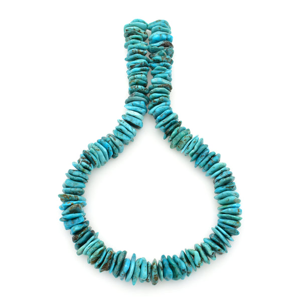 Bluejoy 14mm Genuine Indian-Style Natural Turquoise XL Free-Form Thin Disc Bead 16-inch Strand