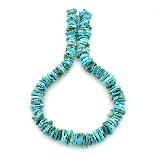 Bluejoy 13mm Genuine Indian-Style Natural Turquoise XL Free-Form Thin Disc Bead 16-inch Strand