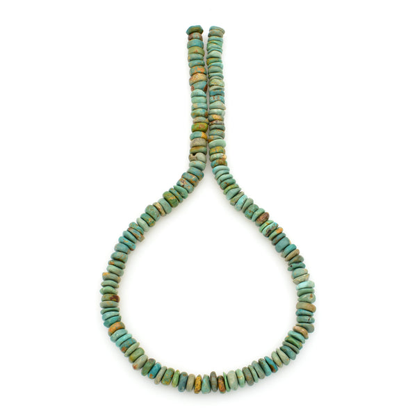 Bluejoy 8mm Genuine Indian-Style Natural Turquoise Free-Form Thin Disc Bead 16-inch Strand