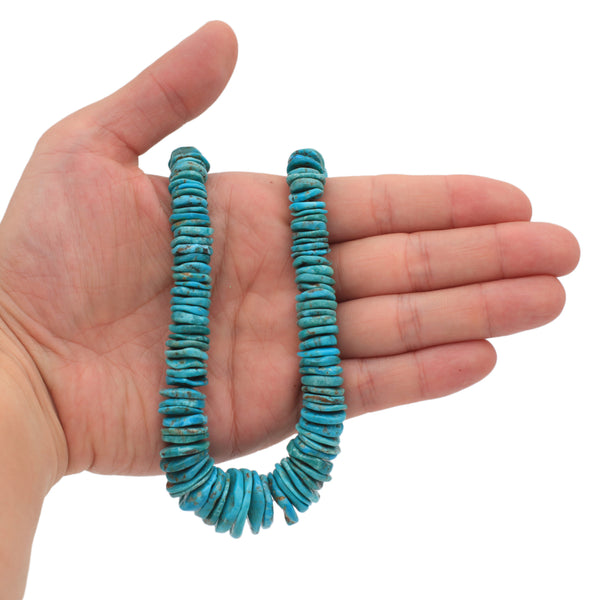 Bluejoy Genuine Indian-Style Natural Turquoise XL Graduated Free-Form Disc Bead 16-inch Strand (7mm-19mm)