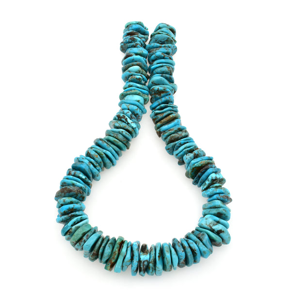 Bluejoy Genuine Indian-Style Natural Turquoise XL Free-Form Flat Disc Bead 16-inch Strand (19mm)