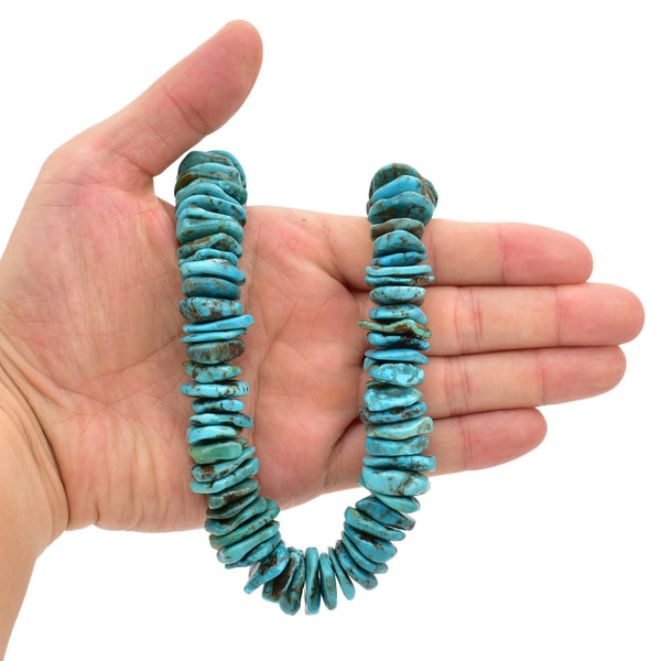 Bluejoy Genuine Indian-Style Natural Turquoise XL Free-Form Flat Disc Bead 16-inch Strand (19mm)