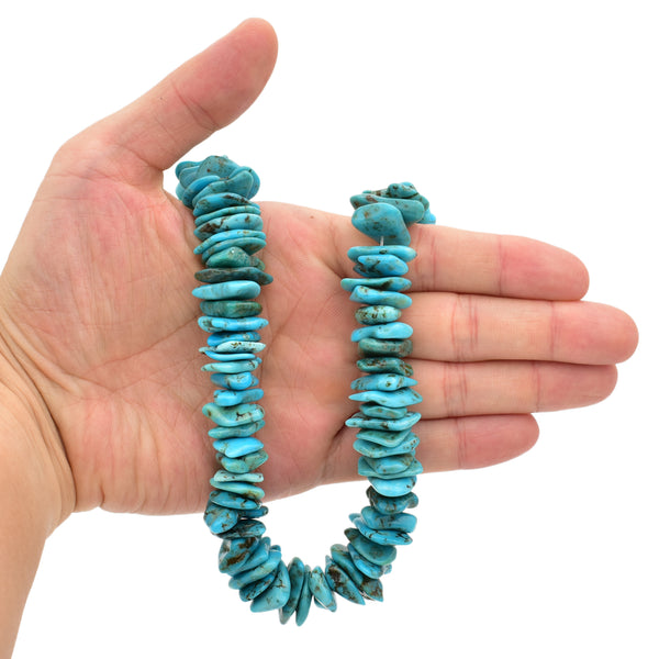 Bluejoy Genuine Indian-Style Natural Turquoise XL Free-Form Flat Disc Bead 16-inch Strand (20mm)