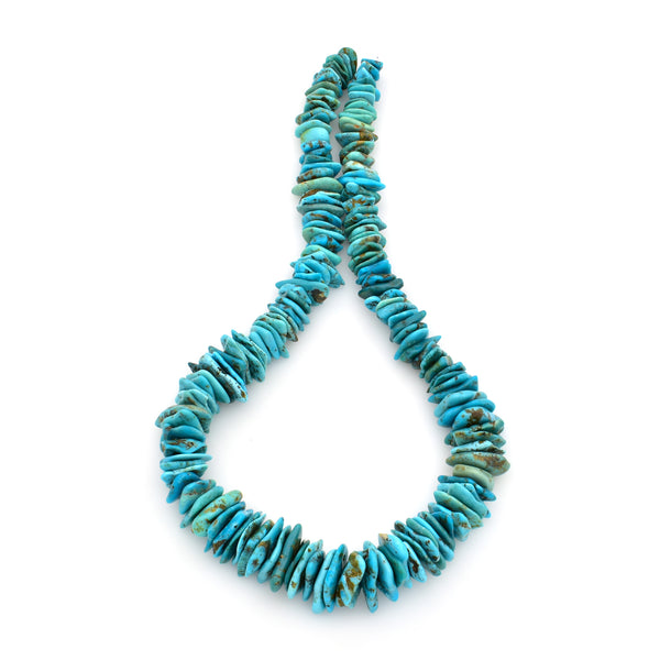 Bluejoy Genuine Indian-Style Natural Turquoise XL Graduated Free-Form Flat Disc Bead 16-inch Strand (9mm-17mm)