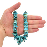 Bluejoy Genuine Indian-Style Natural Turquoise XL Graduated Free-Form Flat Disc Bead 16-inch Strand (12mm-35mm)