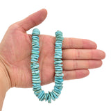 Bluejoy Genuine Indian-Style Natural Turquoise XL Graduated Free-Form Flat Disc Bead 16-inch Strand (8mm-18mm)