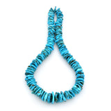 Bluejoy Genuine Indian-Style Natural Turquoise XL Graduated Free-Form Flat Disc Bead 18-inch Strand (12mm-22mm)