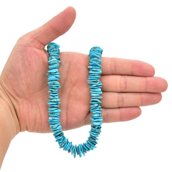 Bluejoy Genuine Indian-Style Natural Turquoise XL Free-Form Flat Disc Bead 16-inch Strand (13mm)