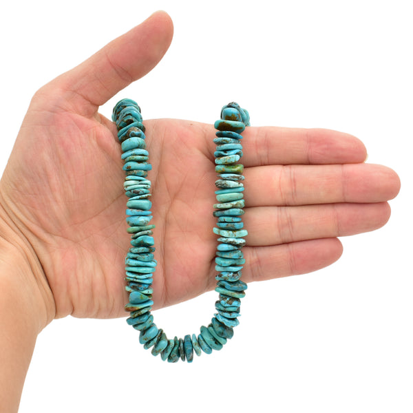 Bluejoy Genuine Indian-Style Natural Turquoise XL Free-Form Flat Disc Bead 16-inch Strand (12mm)