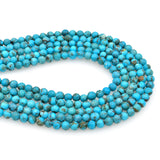 Bluejoy 4mm Genuine Natural American Turquoise Dainty Round Bead 16-inch Strand