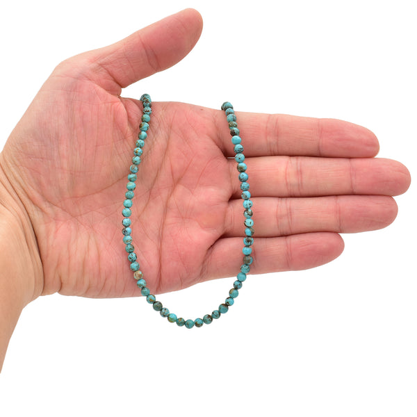 Bluejoy 4mm Genuine Natural American Turquoise Dainty Round Bead 16-inch Strand
