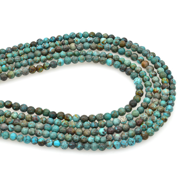 Bluejoy 3mm Genuine Natural American Turquoise Dainty Round Bead 16-inch Strand