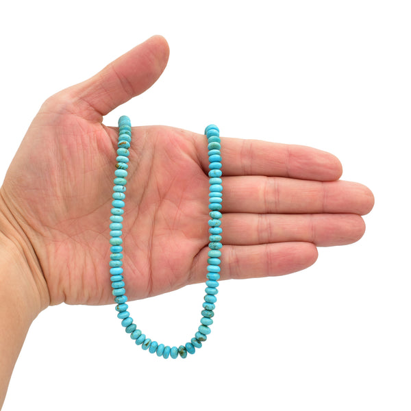 Bluejoy 6mm Genuine Classic Style Natural Turquoise Roundel Bead 16-inch Strand